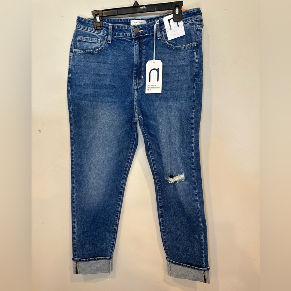NWT Stitch Fix Nature Denim London High Rise Mom Jeans Distressed Size 12/31 NEW